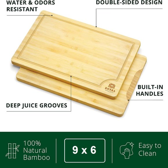 Bamboo Cutting Board | Kitchen Chopping Board | Heavy Duty Serving Tray (9"x 6") - Picture 4 of 7